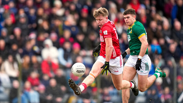 <p>Cork's Dara Sheedy in action against Meath at Páirc Uí Rinn this year. Picture: INPHO/James Lawlor</p>