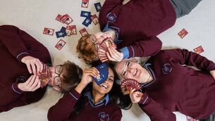 <p>Transition Year students Jake Molloy, Natasha Thottakara, Alex O’Driscoll, and Amelia Gumienny, from Carrigaline Community School, winners of the overall senior award for their enterprise ‘Hall of Grades Trading Cards’ at the Local Enterprise Office South Cork Student Enterprise Awards 2026, held at Munster Technological University (MTU).	<span class="contextmenu emphasis CaptionCredit">Picture: Joleen Cronin</span>
            </p>