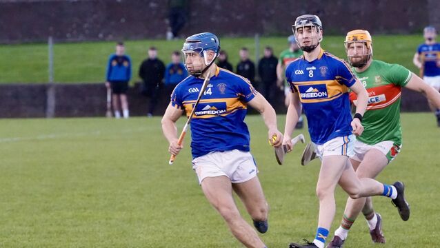<p>Carrigtwohill’s Sean Walsh sets up another score for his side in their win over Fr O'Neill's in the Red FM Senior Hurling League at Carrigtwohill. Picture: Noel Sweeney</p>