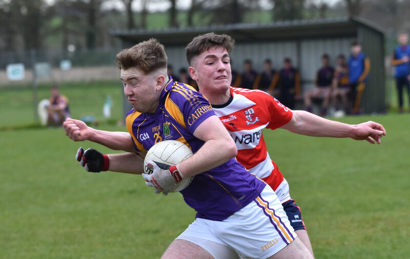  Arthur Coakley of Carbery breaking past Aaron Spriggs of CIT, now MTU Cork, in 2019. Picture: Dan Linehan