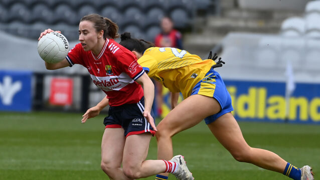 <p>Melissa Duggan in action for Cork against Roscommon's Ella Thompson during their Lidl National Ladies League Division 2 game at SuperValu Páirc Ui Chaoimh last year. Melissa said they learned a lot from last season on their return to the top flight this year. Picture: Eddie O'Hare</p>