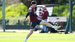 Declan Rice trains with Arsenal team-mates ahead of trip to Sporting Lisbon