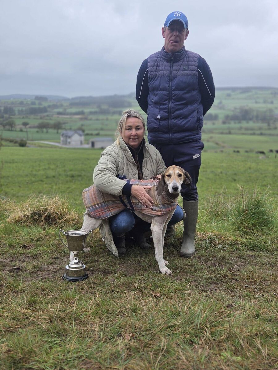 Cork Draghunting: Gary and Nicole Freyne with Not Now Betty, winner of the Michael O'Mahony Memorial Senior Maiden draghunt at Bottlehill. Cork Draghunting: Gary and Nicole Freyne with Not Now Betty, winner of the Michael O'Mahony Memorial Senior Maiden draghunt at Bottlehill.