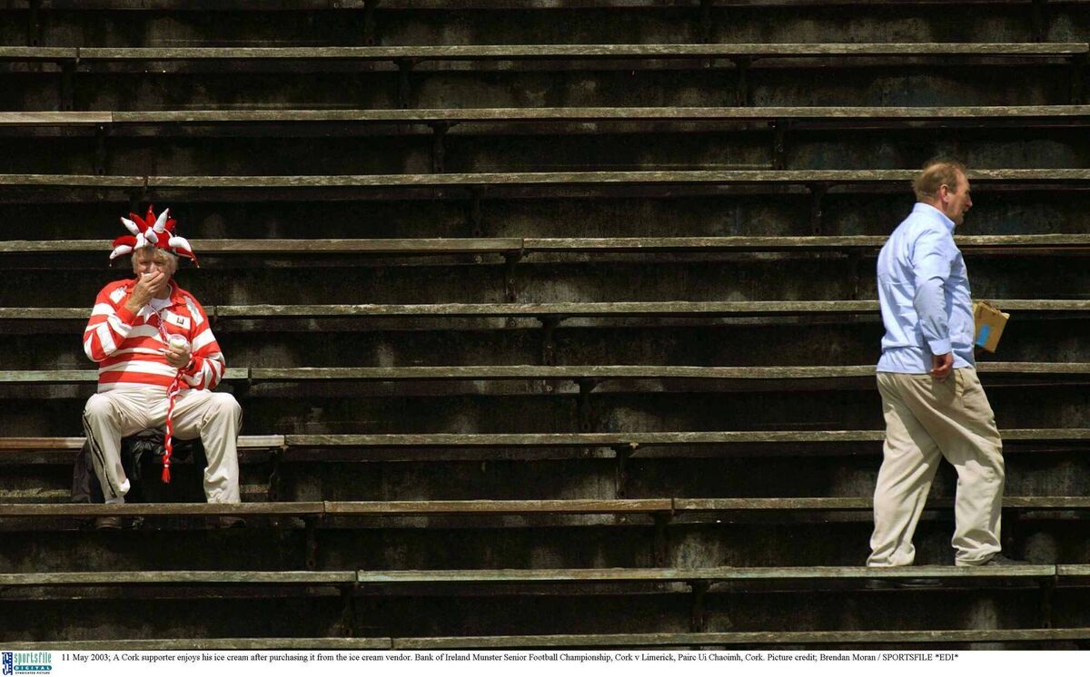 A Cork supporter enjoys his ice-cream at the 2003 game against Limerick. Picture: Brendan Moran/Sportsfile A Cork supporter enjoys his ice-cream at the 2003 game against Limerick. Picture: Brendan Moran/Sportsfile