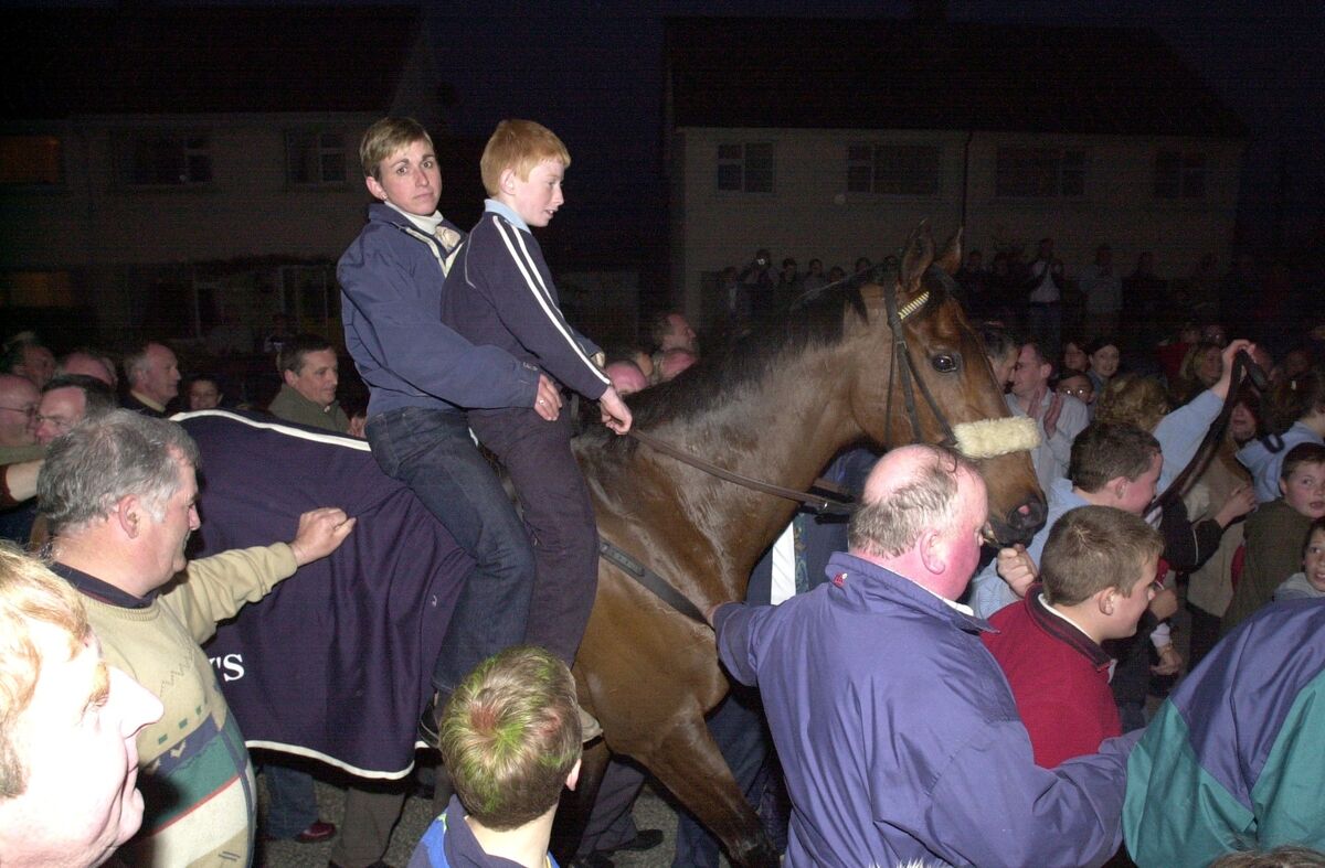 Aintree Grand National winner, Montys Pass ridden by Mary Mangan are welcomed home to Conna. Pic: Gavin Browne Aintree Grand National winner, Montys Pass ridden by Mary Mangan are welcomed home to Conna. Pic: Gavin Browne