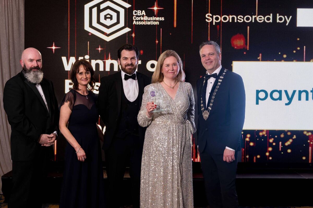 Paynt was crowned ‘Best New Business’ at the recent Cork Business Association Awards. Pictured at the event were: Niall O Keeffe of Cork LEO, category sposnor; Cliona Barnes, Cork Business Association; Andrew Graer, Paynt; Kia Morice, Paynt; and David O’Brien, Cork Business Association President Paynt was crowned ‘Best New Business’ at the recent Cork Business Association Awards. Pictured at the event were: Niall O Keeffe of Cork LEO, category sposnor; Cliona Barnes, Cork Business Association; Andrew Graer, Paynt; Kia Morice, Paynt; and David O’Brien, Cork Business Association President