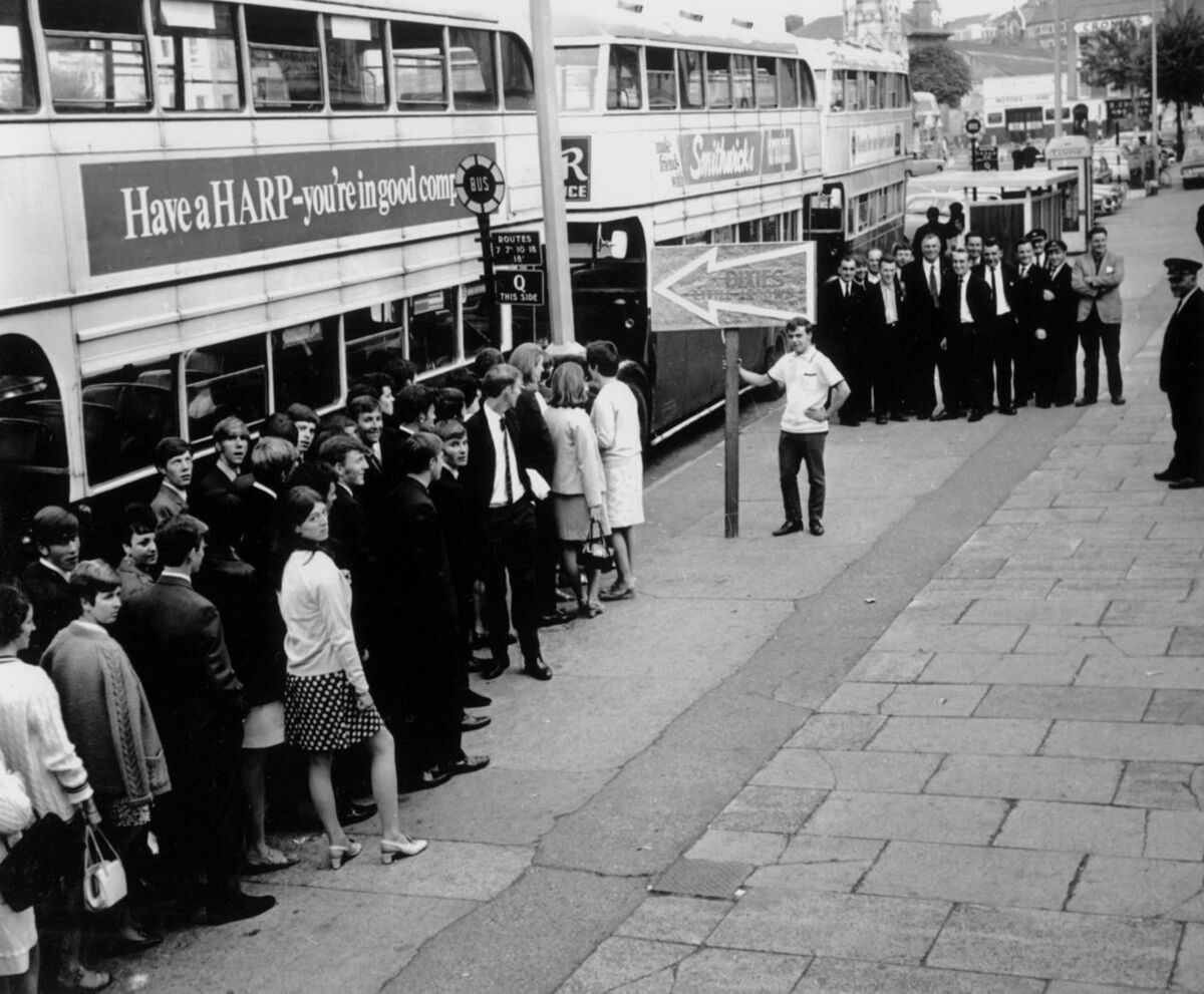 Dancers queue up for the special buses at Grand Parade, Cork, taking them to the Dixies at the Majorca Ballroom in Crosshaven in 1968. Dancers queue up for the special buses at Grand Parade, Cork, taking them to the Dixies at the Majorca Ballroom in Crosshaven in 1968.