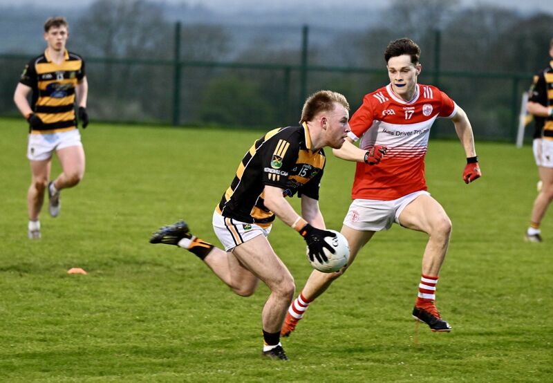 Ben Twomey of Avondhu sets up the first half goal against Seandún. Picture: Larry Cummins Ben Twomey of Avondhu sets up the first half goal against Seandún. Picture: Larry Cummins