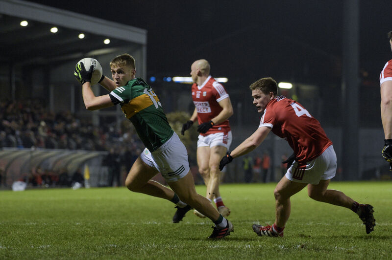 Kevin O'Donovan of Cork looking to block the breaking Killian Spillane of Kerry. Picture: Dan Linehan Kevin O'Donovan of Cork looking to block the breaking Killian Spillane of Kerry. Picture: Dan Linehan