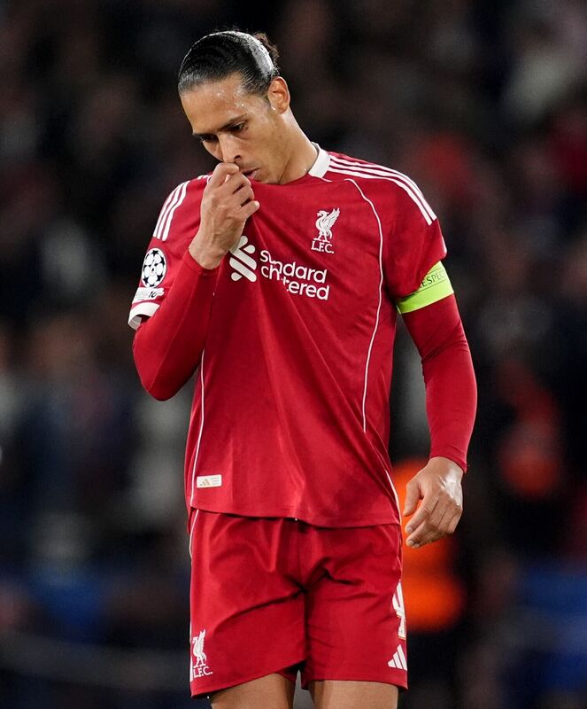 Liverpool's Virgil van Dijk reacts during the UEFA Champions League quarter-final first leg match at Parc des Princes, Paris. Picture: Adam Davy/PA Wire