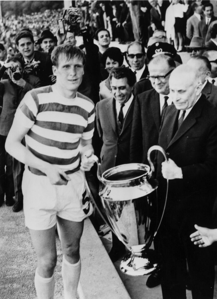 Billy McNeill of Celtic receives the European Cup trophy from the President of Portugal after the Scottish side’s 2-1 victory over Inter Milan in Lisbon in the European Cup final in 1967.	Picture: Central Press/Getty Images
                    