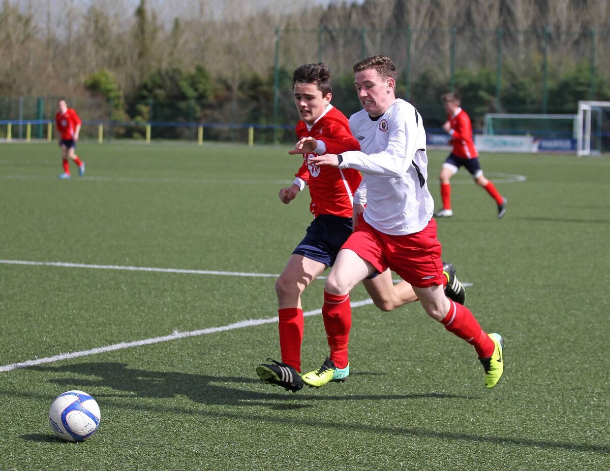 Ciaran Kearney, Cork U16s, battles with Josh Pickering, West Cork. Picture: Jim Coughlan.