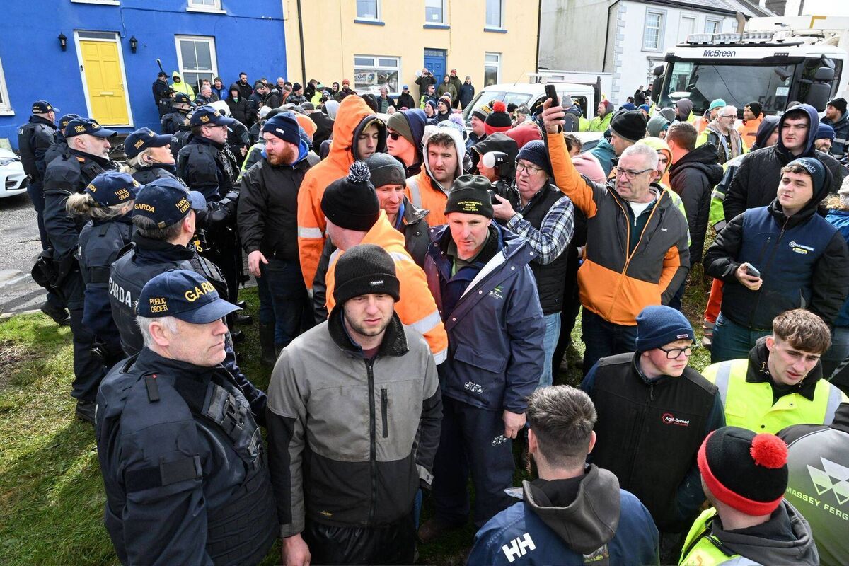 Tense scenes between gardaí and fuel price protesters at Cork's Whitegate oil refinery on Saturday, April 11. Picture: Larry Cummins