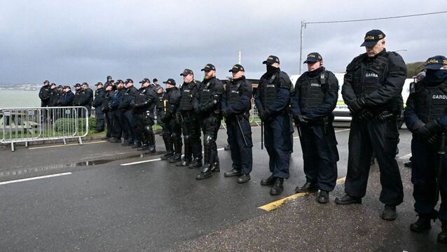 <p>Tense scenes between gardaí and fuel price protesters at Cork's Whitegate oil refinery on Saturday, April 11. Picture: Larry Cummins</p>