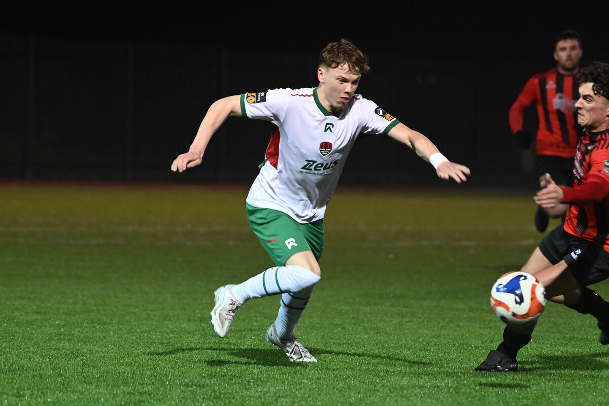  Brody Lee, Cork City FC on the ball in the Grandon's Toyota Munster Senior Cup quarter final against Ringmahon Rangers. Picture: Larry Cummins