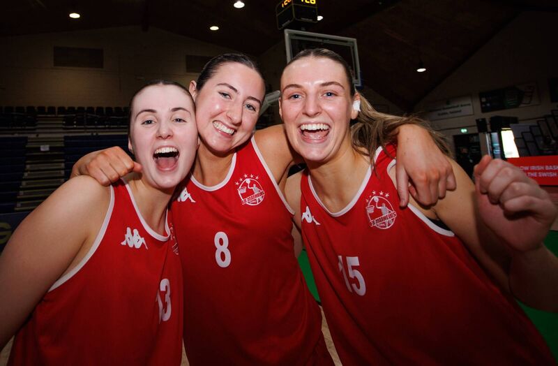 Fr Mathews BC's Lynn O'Dwyer, Gina Carey and Gemma Walshe celebrate winning 
