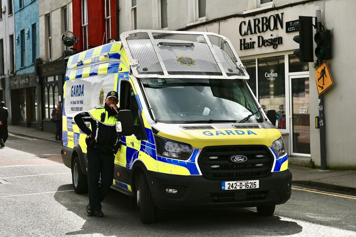 Gardaí were present for the protest in the city centre on Sunday. Picture: Noel Sweeney