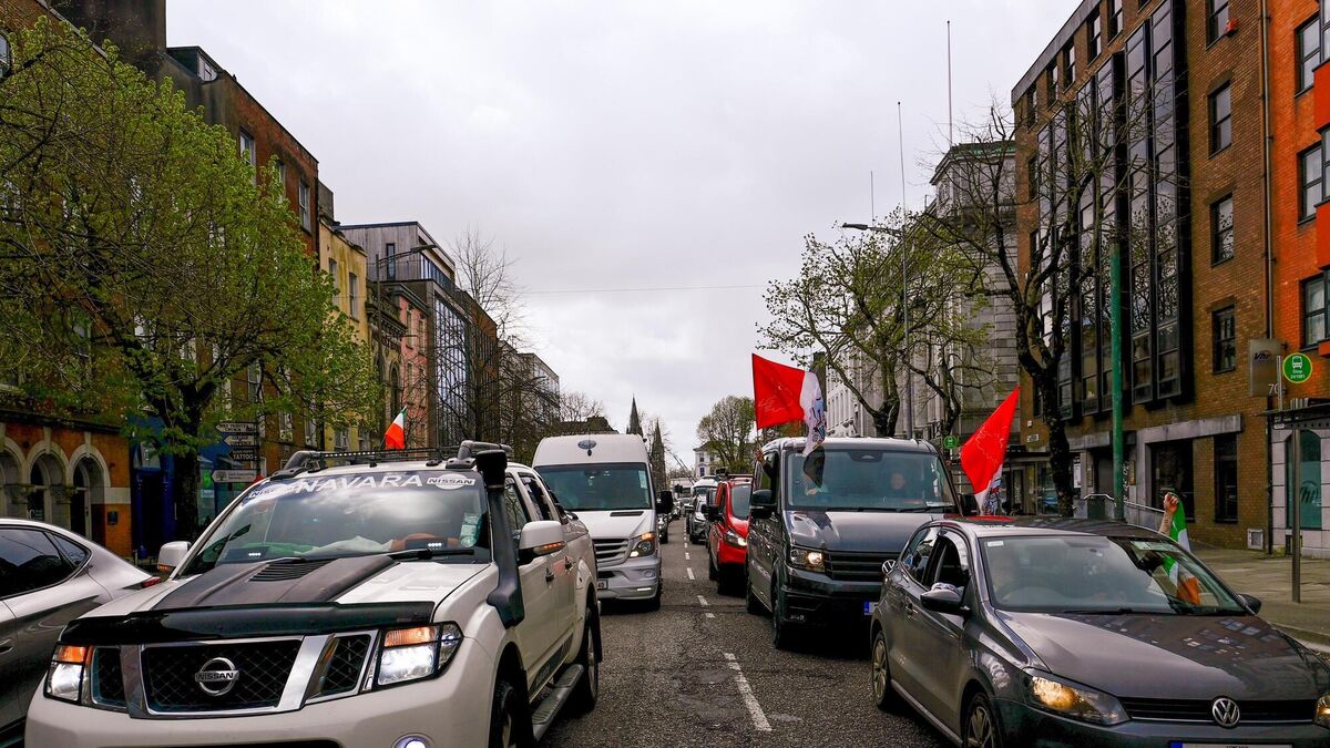 The slow moving protest as it passed through South Mall. Picture: Noel Sweeney
