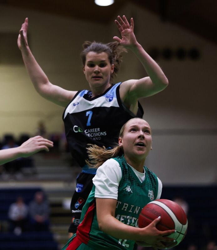 UCC Glanmire vs Trinity Meteors: Trinity Meteors' Aisling Moran is challenged by Claire O'Sullivan of UCC Glanmire