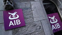 FILE PHOTO: Signage and logo are seen on an AIB bank building in Galway