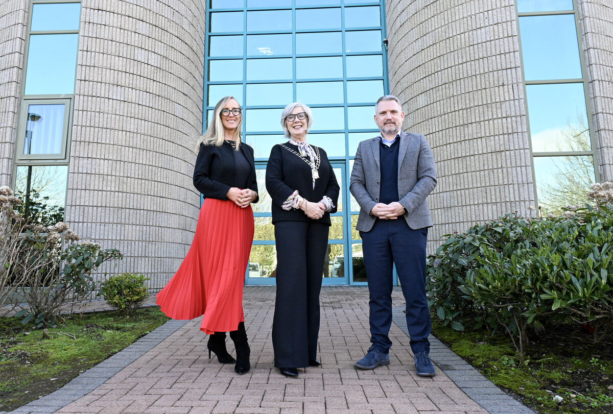 Patsy Supple incoming Chairperson of the Construction Industry Federation (CIF) Cork branch with outgoing Chairperson Cian O'Mahony of Cumnor Building and Civil Engineering Contractors and Joanne Treacy, Director CIF Southern Region. Picture: Brian Lougheed