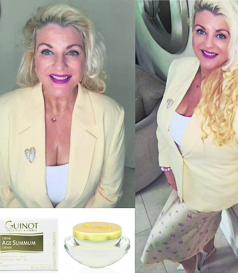 Emer O’Callaghan in a lemon blazer, silk skirt and top, all Dunnes Stores, Her makeup is Master Colors Paris. Also pictured is Guinot Age Summum Gold Anti Ageing Eye Cream, €160, available at Emerald Beauty Clinic, 021 4365949. Postage options available.