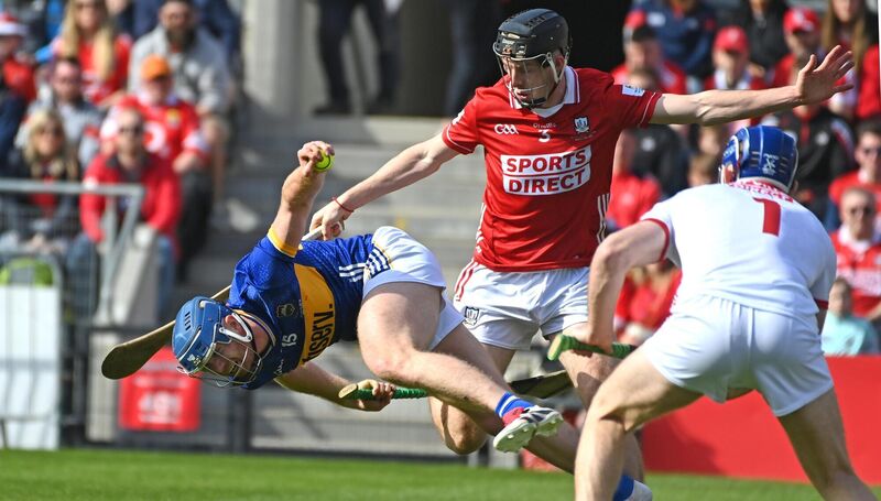 Cork's Eoin Downey tackles Tipperary's Jason Forde during the Allianz Hurling league division 1A final at SuperValu Páirc Uí Chaoimh last year. Picture: Eddie O'Hare