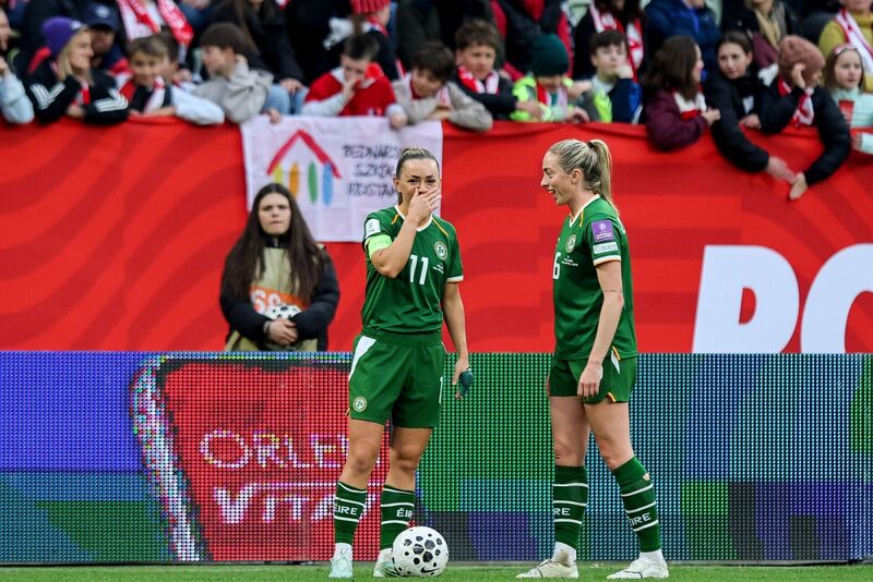 Poland vs Republic of Ireland WNT: Katie McCabe and Ireland's Megan Connolly Poland vs Republic of Ireland WNT: Katie McCabe and Ireland's Megan Connolly