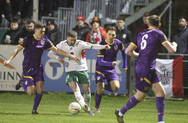 Cork City's Seani Maguire in action against Wexford FC's Max Murphy. Picture: Patrick Browne