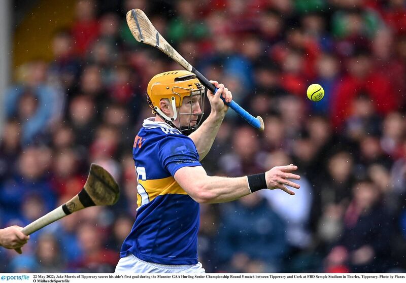 Jake Morris fires in a brilliant goal against Cork in 2022 in Thurles. Picture: Piaras Ó Mídheach/Sportsfile