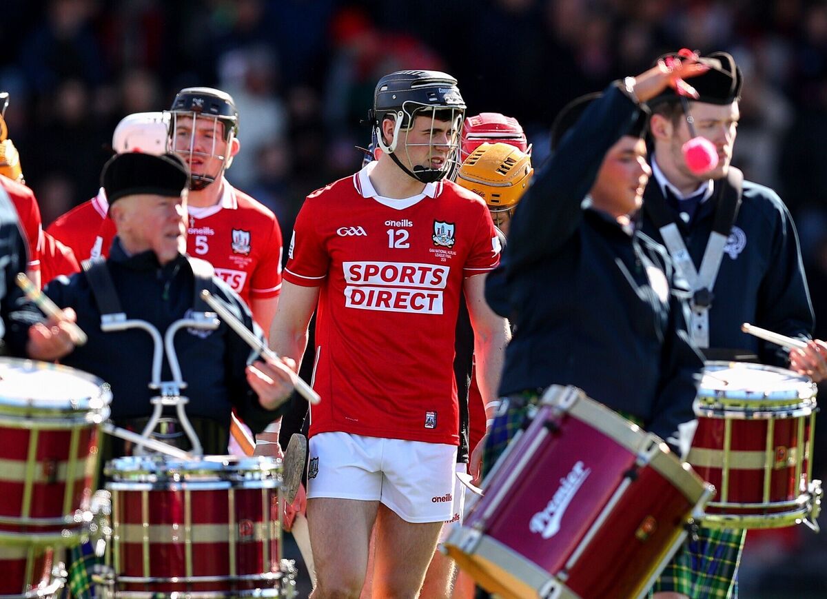Cork's Darragh Fitzgibbon leads his side during the parade prior to the Allianz HL Division 1A final against Limerick. Picture: Inpho/Tom O’Hanlon