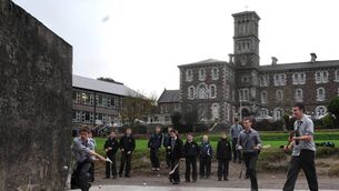 <p>Students playing hurling in the handball alley during their lunch break at St. Colman’s College, Fermoy, back in 2008, when it was celebrating its 150th anniversary.	<span class="contextmenu emphasis CaptionCredit">Picture: Denis Minihane</span>
            </p>