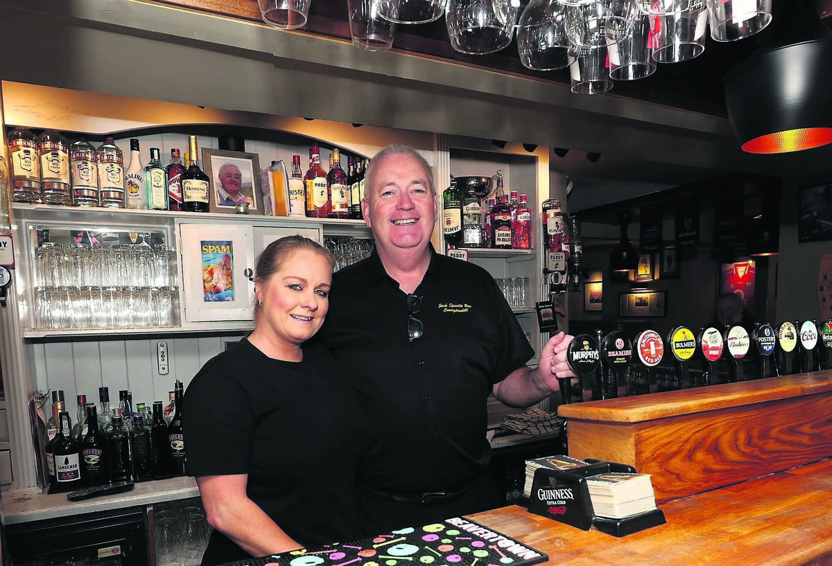 Bar worker Marie Wilkinson and Leo Spratt in Jack Spratt’s Bar in Main Street, Carrigtwohill. They take pride in knowing their customers’ names and drink choices. Picture: Jim Coughlan
Bar worker Marie Wilkinson and Leo Spratt in Jack Spratt’s Bar in Main Street, Carrigtwohill. They take pride in knowing their customers’ names and drink choices. Picture: Jim Coughlan