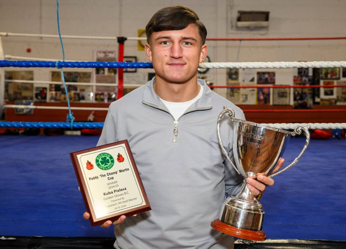 Cork boxer Kuba Pielesz after he won the Cork boxer of the year award, the Paddy The Champ Martin Cup in 2024.
