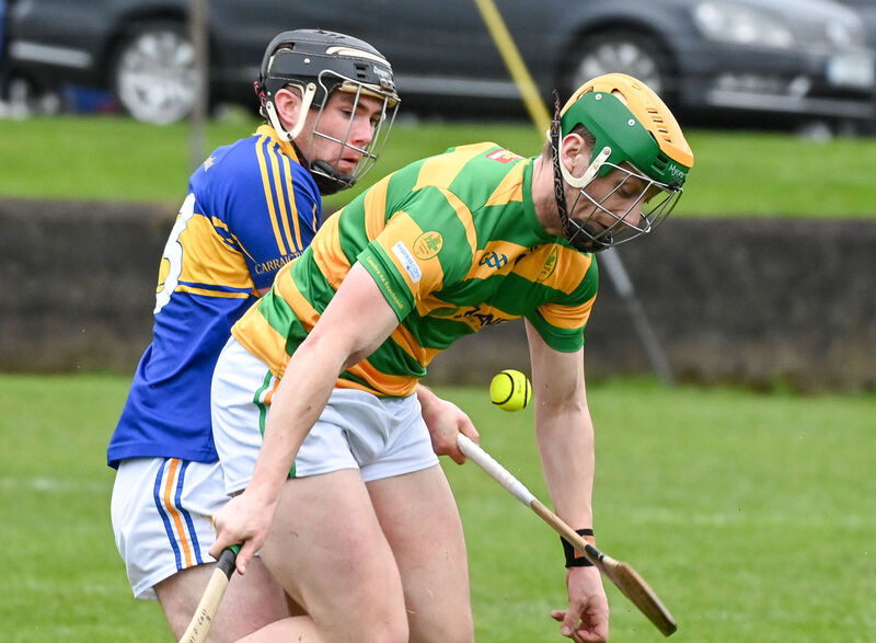  Carrigtwohill's James Mulcahy battles with Blackrock's Alan O'Callaghan during their league clash at Carrigtwohill. Picture: David Keane.
