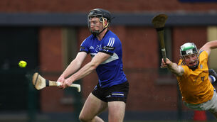 <p> Jack O'Connor, Sarsfields, Sean Daly, St Finbarr's.  2026 Red FM Division 1 Hurling League, Sarsfields V's St. Finbarrs, at Riverstown, Glanmire, Co. Cork.</p>