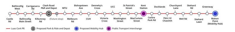 The preferred Luas Cork route map