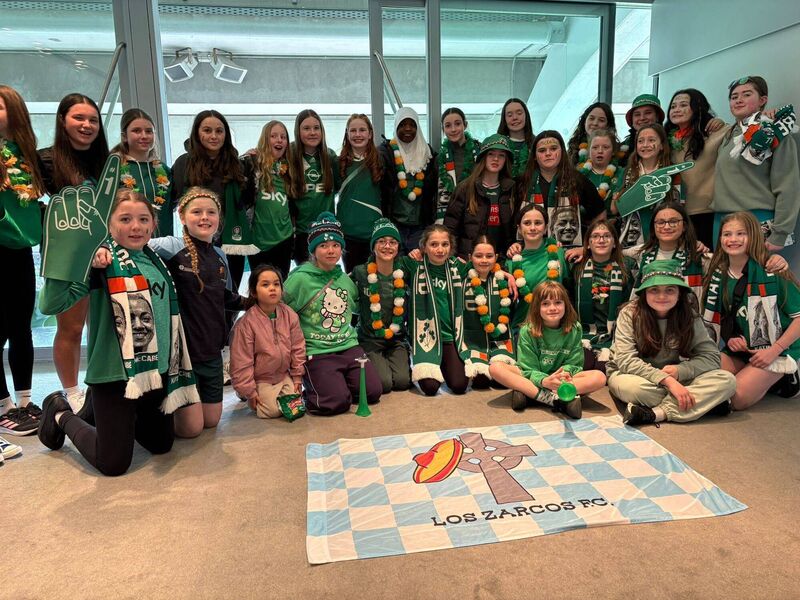 The Los Zarcos U12 and U13 teams attending the Ireland v Poland game at the Aviva.
