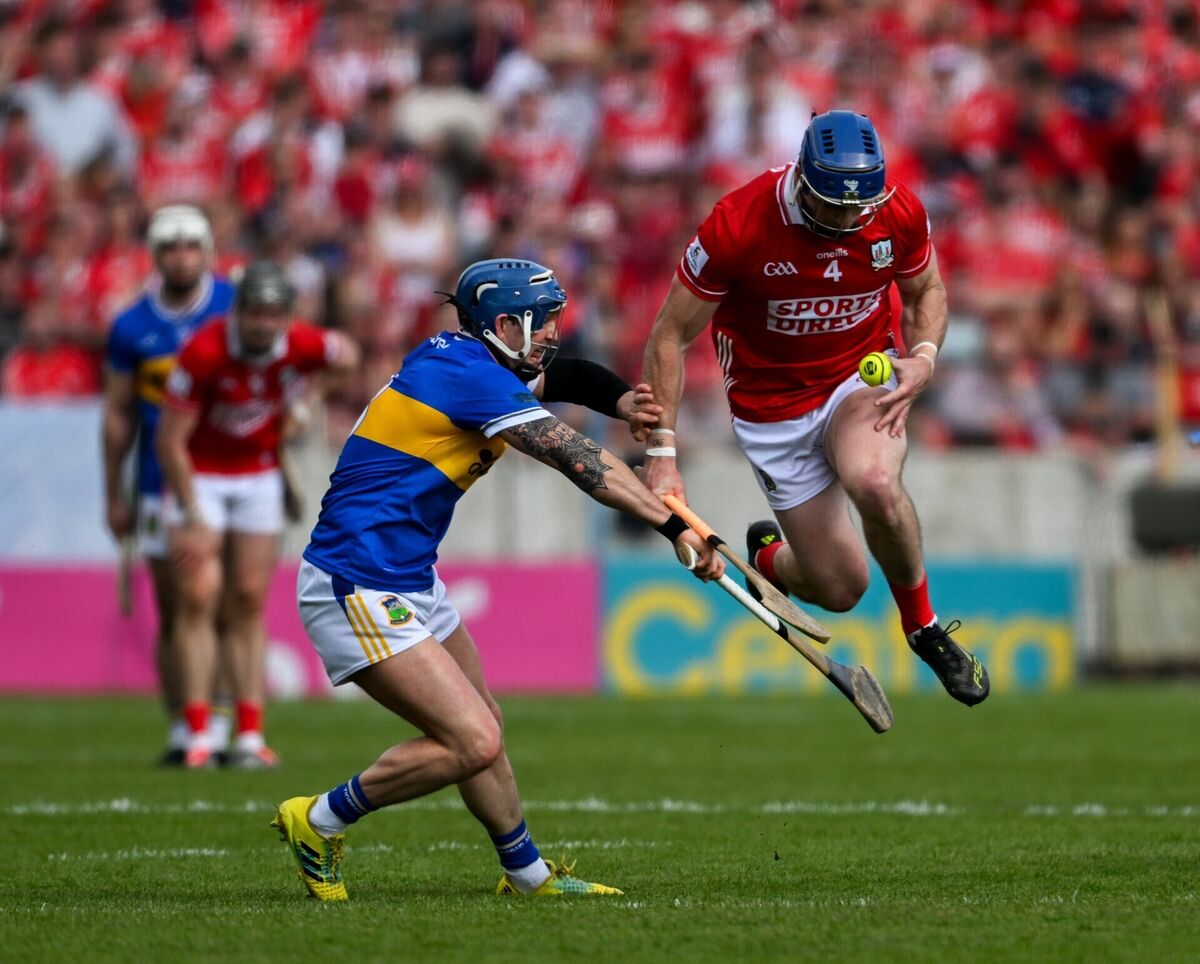 RISING: Seán O’Donoghue of Cork in action against Willie Connors of Tipperary at FBD Semple Stadium. Picture: Daire Brennan/Sportsfile