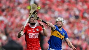<p>EYES ON THE PRIZE: Darragh Fitzgibbon of Cork in action against Bryan O'Mara of Tipperary at FBD Semple Stadium. Picture: Daire Brennan/Sportsfile</p>