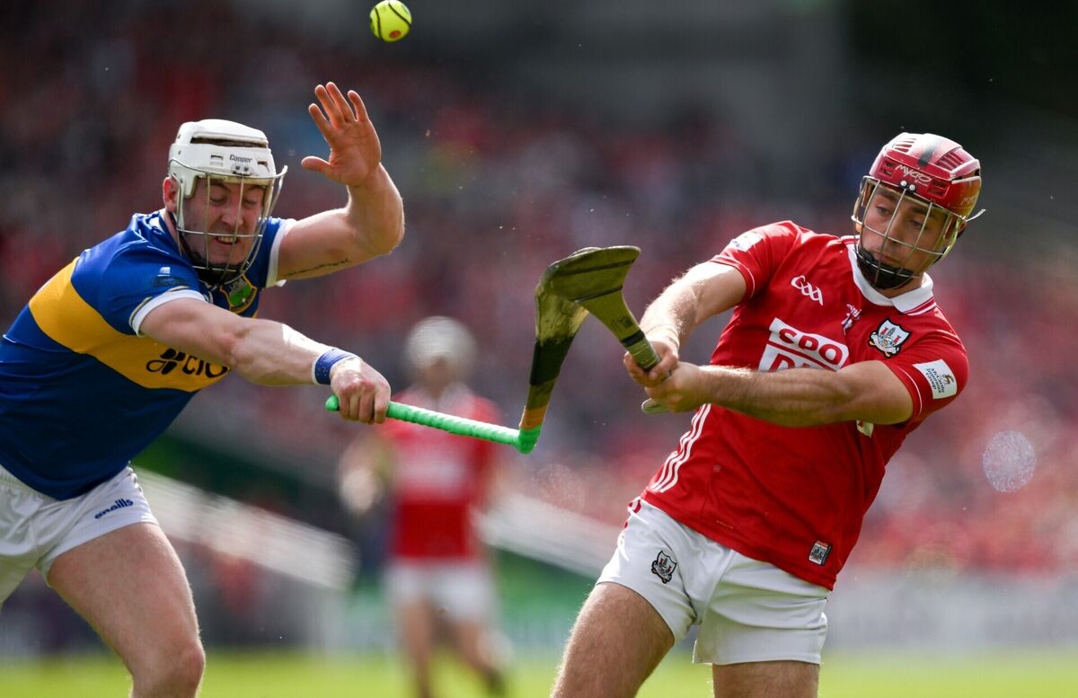 Eoghan Connolly of Tipperary breaks his hurley as he attempts to block a shot by William Buckley. Picture: Brendan Moran/Sportsfile Eoghan Connolly of Tipperary breaks his hurley as he attempts to block a shot by William Buckley. Picture: Brendan Moran/Sportsfile