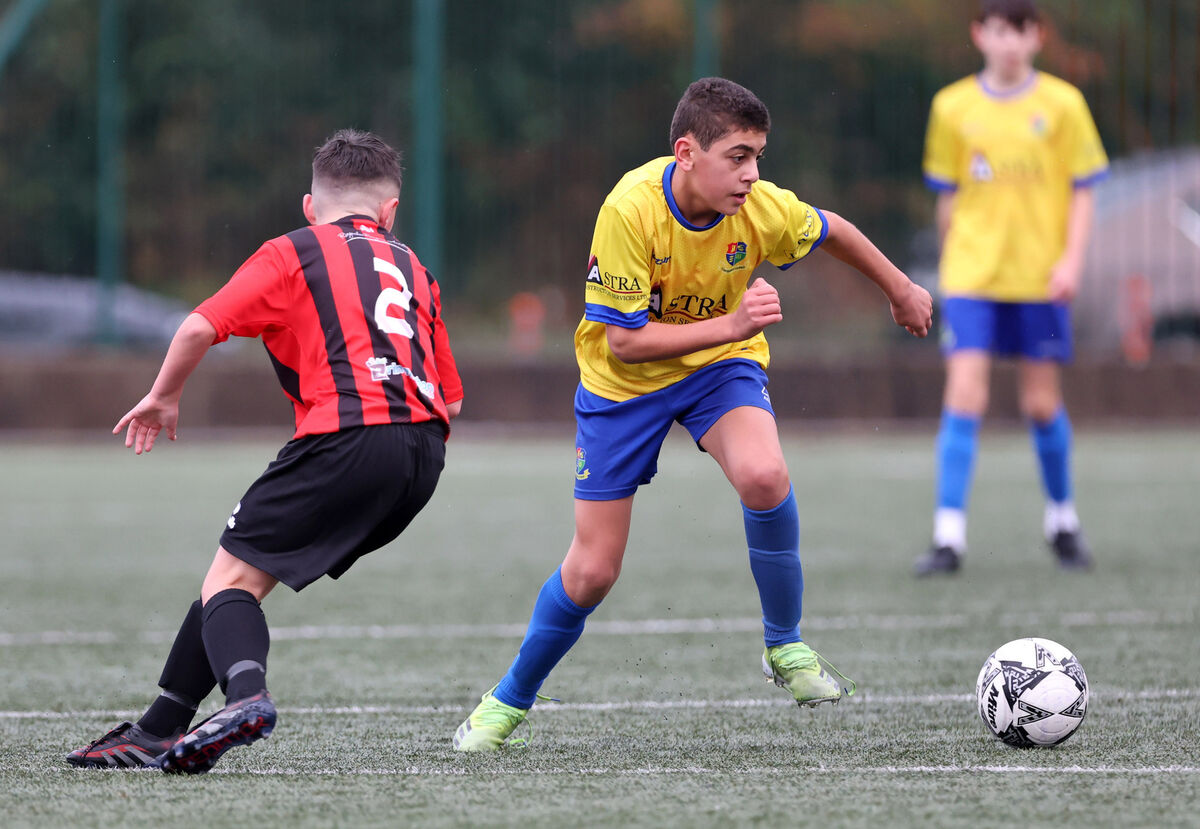  Mohammed Khotear, Carrigaline Utd A, Jamie Mullane, Ringmahon Rangers.  SFAI Subway Under 13 Boys National Cup, Carrigaline United A V's Ringmahon, at Ballea Park, Carrigaline, Co.Cork.