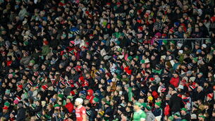 <p>Supporters react during the Allianz Hurling League Division 1A match between Limerick and Cork at TUS Gaelic Grounds in Limerick in March. Picture: Brendan Moran/Sportsfile</p>