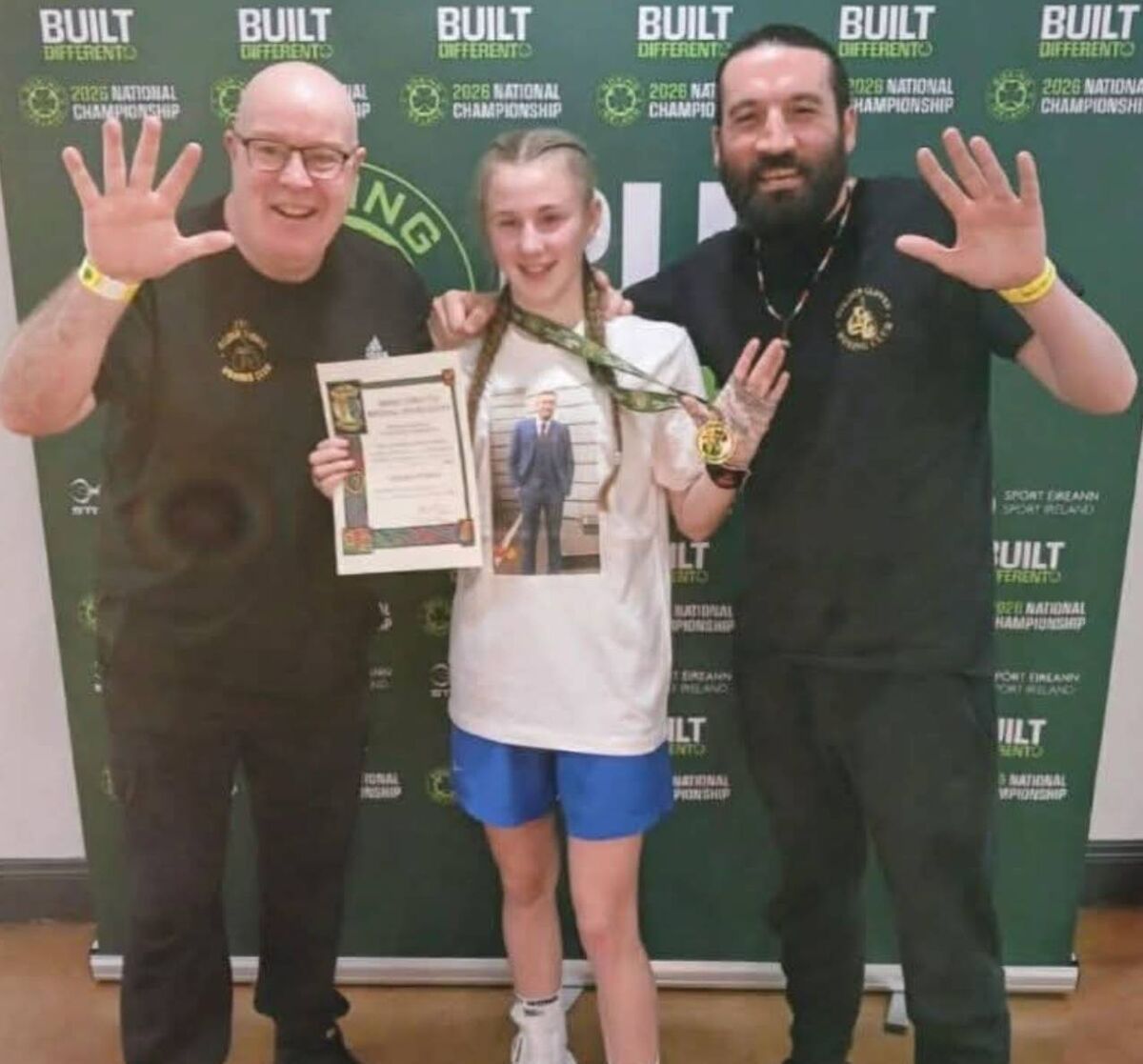 Cork Boxing: Irish champion Leah Cairns with her Coaches John Morrissey and Conor Connolly.