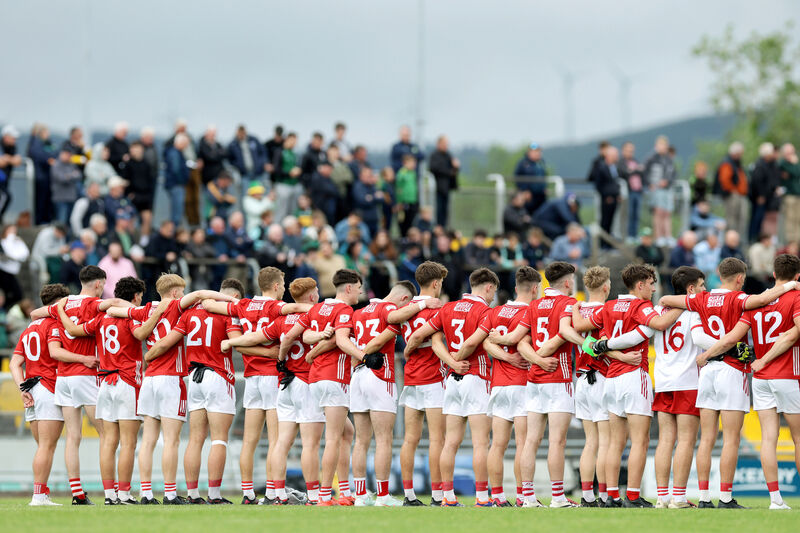 The Cork minor football team before a game last year. Picture: INPHO/Laszlo Geczo