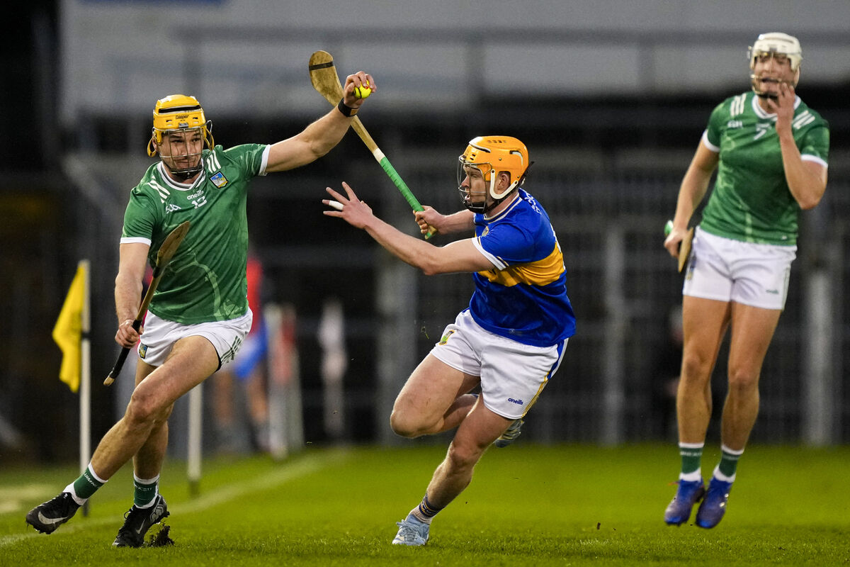 Cathal O'Neill of Limerick and Joe Caesar of Tipperary in action during their league meeting this year. Picture: ©Inpho/James Lawlor