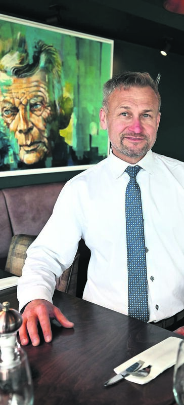 Emma Devlin, third from left, with waiting staff Lucy, Beth, Abbie, Lucy and Naoise in The Last Drop bar and restaurant in Cobh. BELOW: Beth Keating, Abbie O’Halloran and Lucy Kiely enjoying the sea view. BOTTOM: An interior view of the restaurant. 	Pictures: Larry Cummins
                    