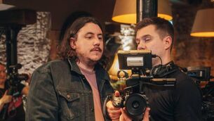 <p>Cork film-maker Jay Woodard (left) on the set of his new short, The Leftovers. </p>