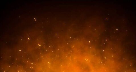 3D Burning embers glowing. Fire Glowing Particles on Black Background