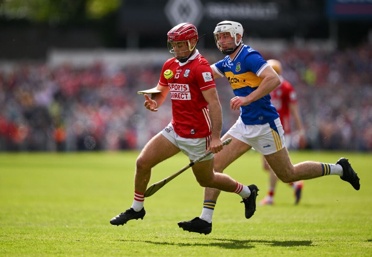 William Buckley of Cork is tackled by Craig Morgan of Tipperary. Picture: Brendan Moran/Sportsfile